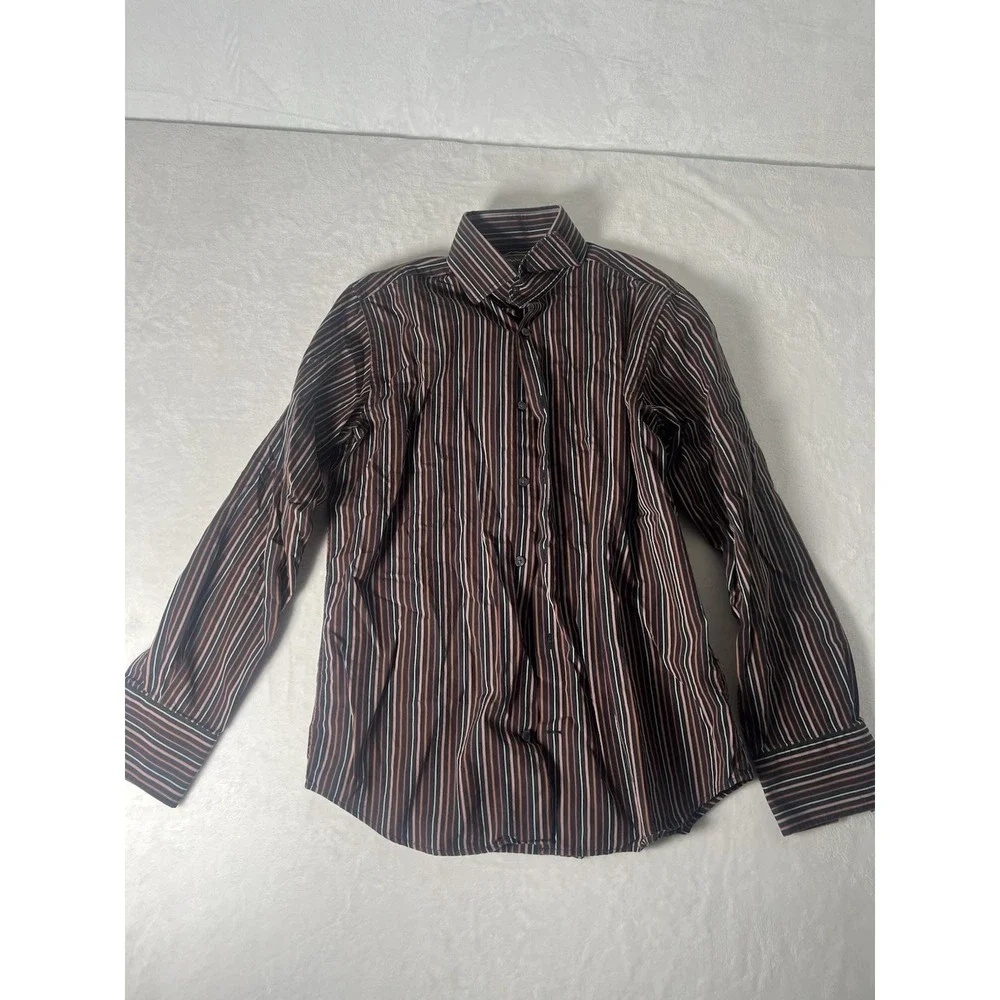 Banana Republic Mens Shirt Size M Button Down Red Striped Long Sleeve Cotton